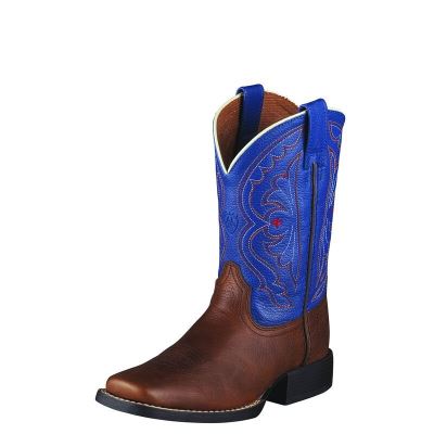 Ariat Quickdraw Kahverengi / Koyu Mavi Western Csizma Çocuk (27538-740)